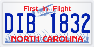 NC license plate DIB1832