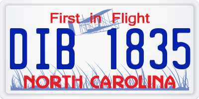 NC license plate DIB1835