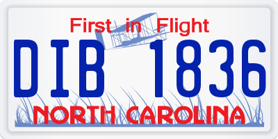 NC license plate DIB1836