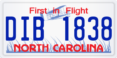 NC license plate DIB1838