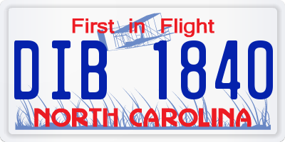 NC license plate DIB1840