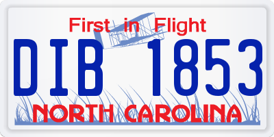 NC license plate DIB1853