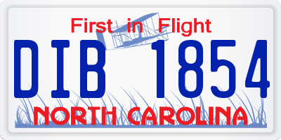 NC license plate DIB1854