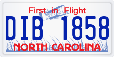 NC license plate DIB1858