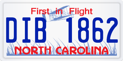 NC license plate DIB1862