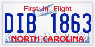 NC license plate DIB1863