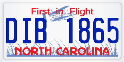 NC license plate DIB1865
