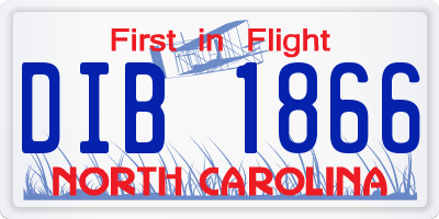 NC license plate DIB1866