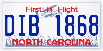 NC license plate DIB1868