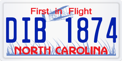 NC license plate DIB1874