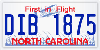 NC license plate DIB1875