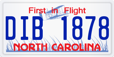 NC license plate DIB1878