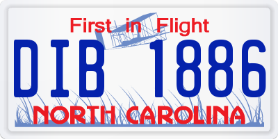NC license plate DIB1886