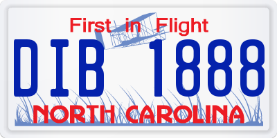NC license plate DIB1888