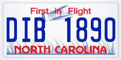 NC license plate DIB1890