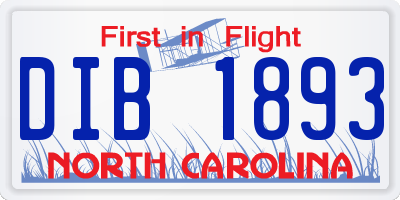 NC license plate DIB1893