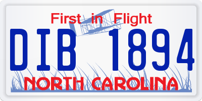 NC license plate DIB1894