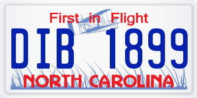 NC license plate DIB1899