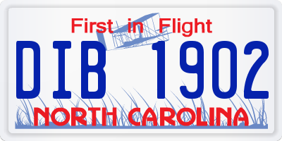 NC license plate DIB1902