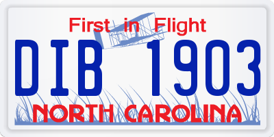 NC license plate DIB1903