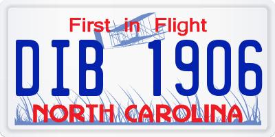 NC license plate DIB1906