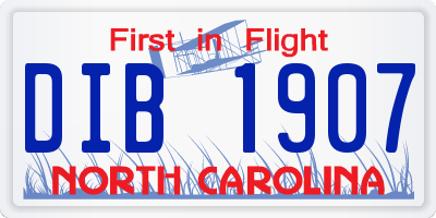NC license plate DIB1907