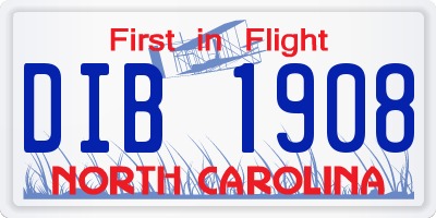 NC license plate DIB1908