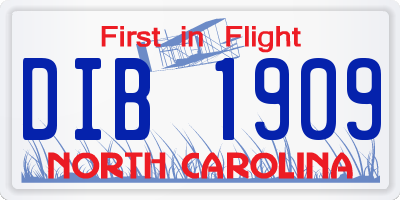 NC license plate DIB1909