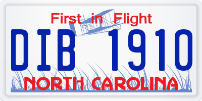 NC license plate DIB1910