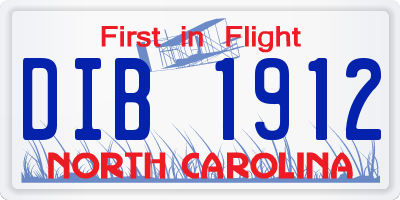NC license plate DIB1912