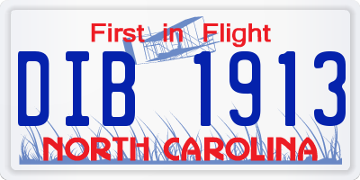NC license plate DIB1913