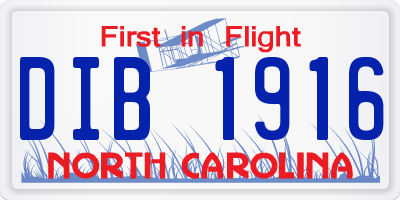 NC license plate DIB1916