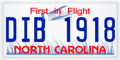 NC license plate DIB1918