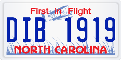 NC license plate DIB1919