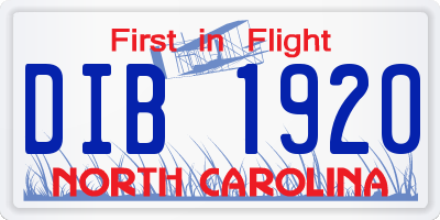 NC license plate DIB1920