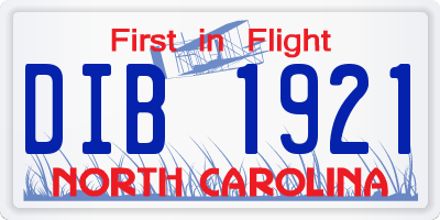 NC license plate DIB1921