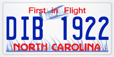 NC license plate DIB1922