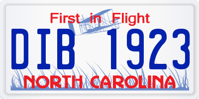 NC license plate DIB1923