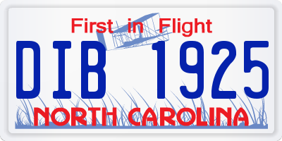 NC license plate DIB1925