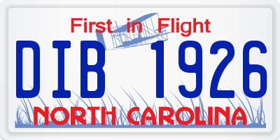 NC license plate DIB1926