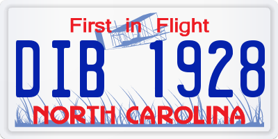 NC license plate DIB1928