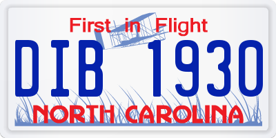 NC license plate DIB1930