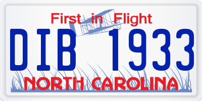 NC license plate DIB1933