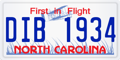 NC license plate DIB1934
