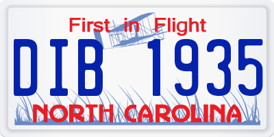 NC license plate DIB1935