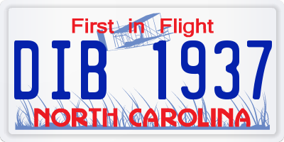 NC license plate DIB1937