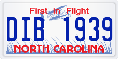 NC license plate DIB1939