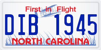 NC license plate DIB1945
