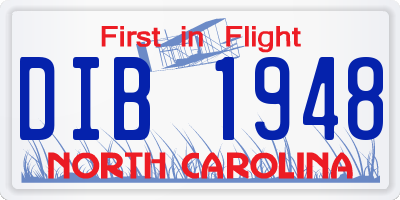 NC license plate DIB1948