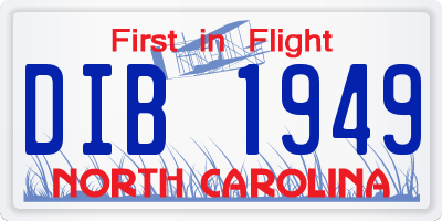 NC license plate DIB1949